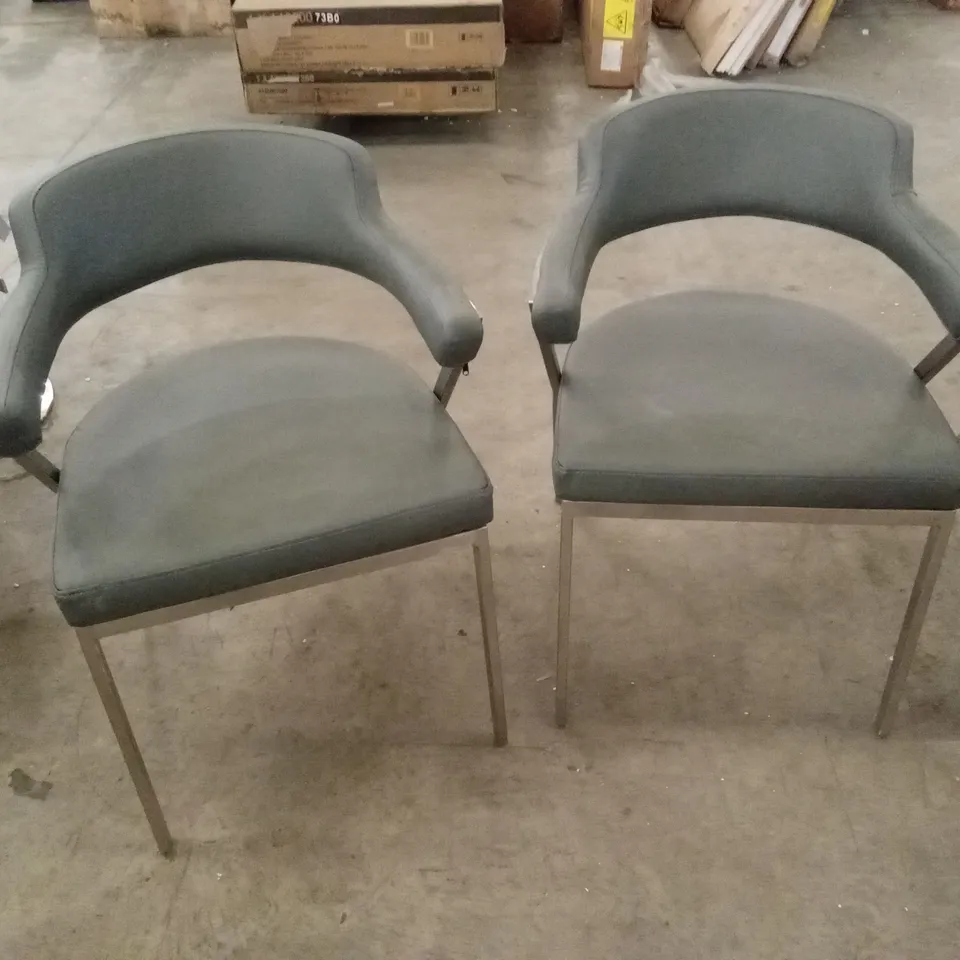 SET OF 4 FREYA GREY FAUX LEATHER DINING CHAIRS
