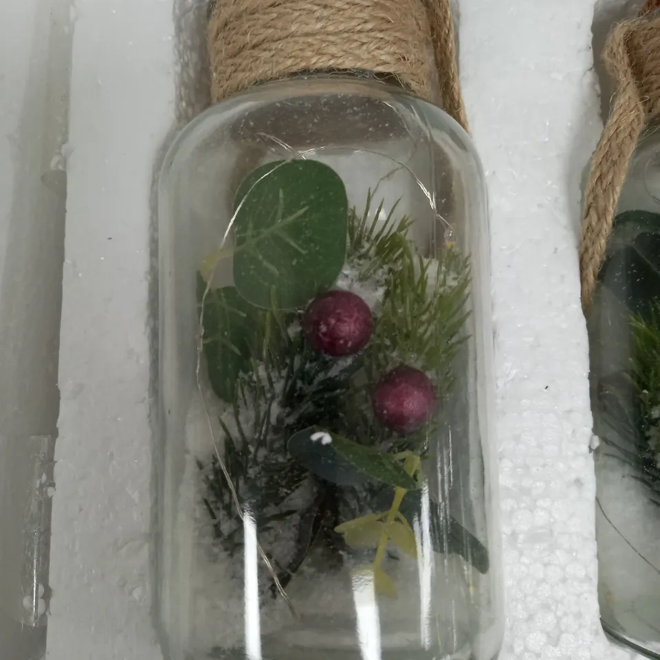 SARAH DAVIES SET OF 2 PRE LIT FOLIAGE GLASS JARS