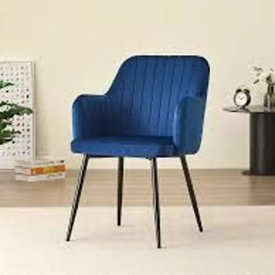 BOXED INDOOR LIVING CHARLOTTE SET OF 2 BLUE VELVET DINING CHAIR