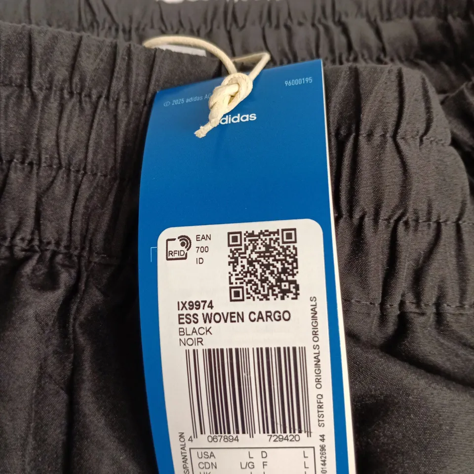 ADIDAS ESS WOVEN CARGO TROUSERS - BLACK, UK 16-18