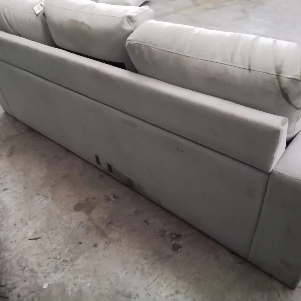 DESIGNER CHAISE SOFA LIGHT GREY FABRIC