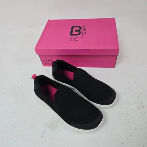 UK 6 LADIES' BLACK SLIP-ON TRAINERS – B ACTIVE 