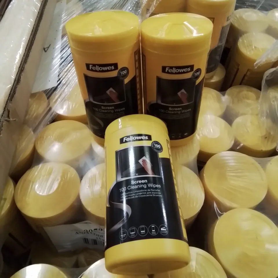 PALLET CONTAINING APPROXIMATELY 25 X 6 PACKS OF 100 SCREEN CLEANING WIPES AND APPROXIMATELY 40 BOXES OF FAUX PAMPAS STEMS