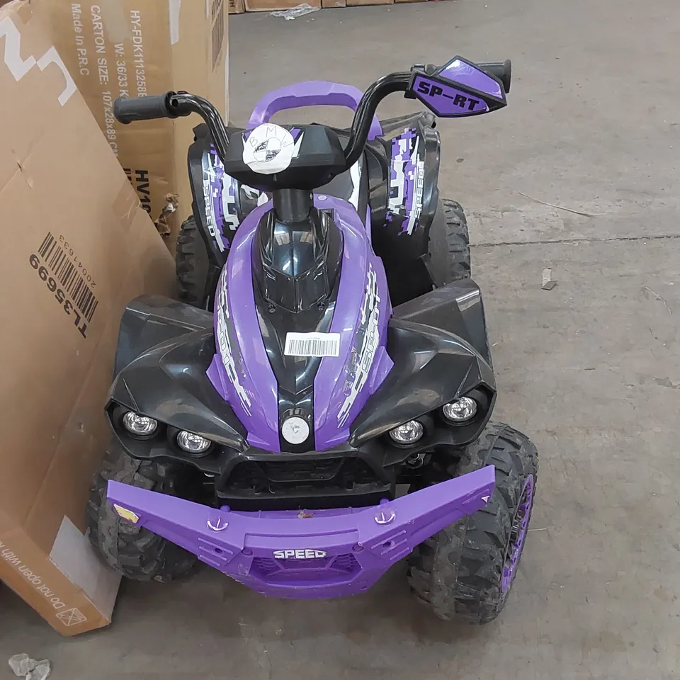 COSTWAY 12V KIDS 4-WHEELER ATV QUAD RIDE ON CAR W/ LED LIGHT & MUSIC - PURPLE