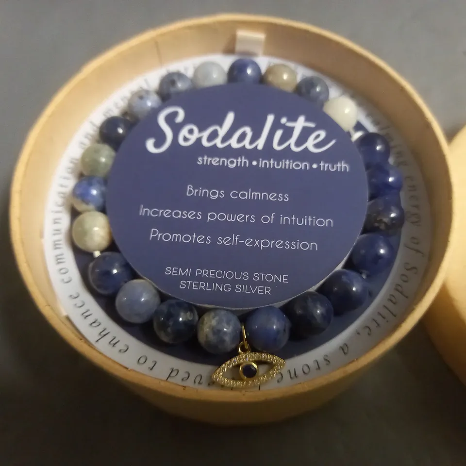 SODALITE SEMI PRECIOUS STONE STERLING SILVER BRACELET