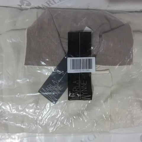MARLA WYNNE DOUBLE FACE PONCHO WITH POCKETS IN IVORY/TAUPE - SIZE XL/1X