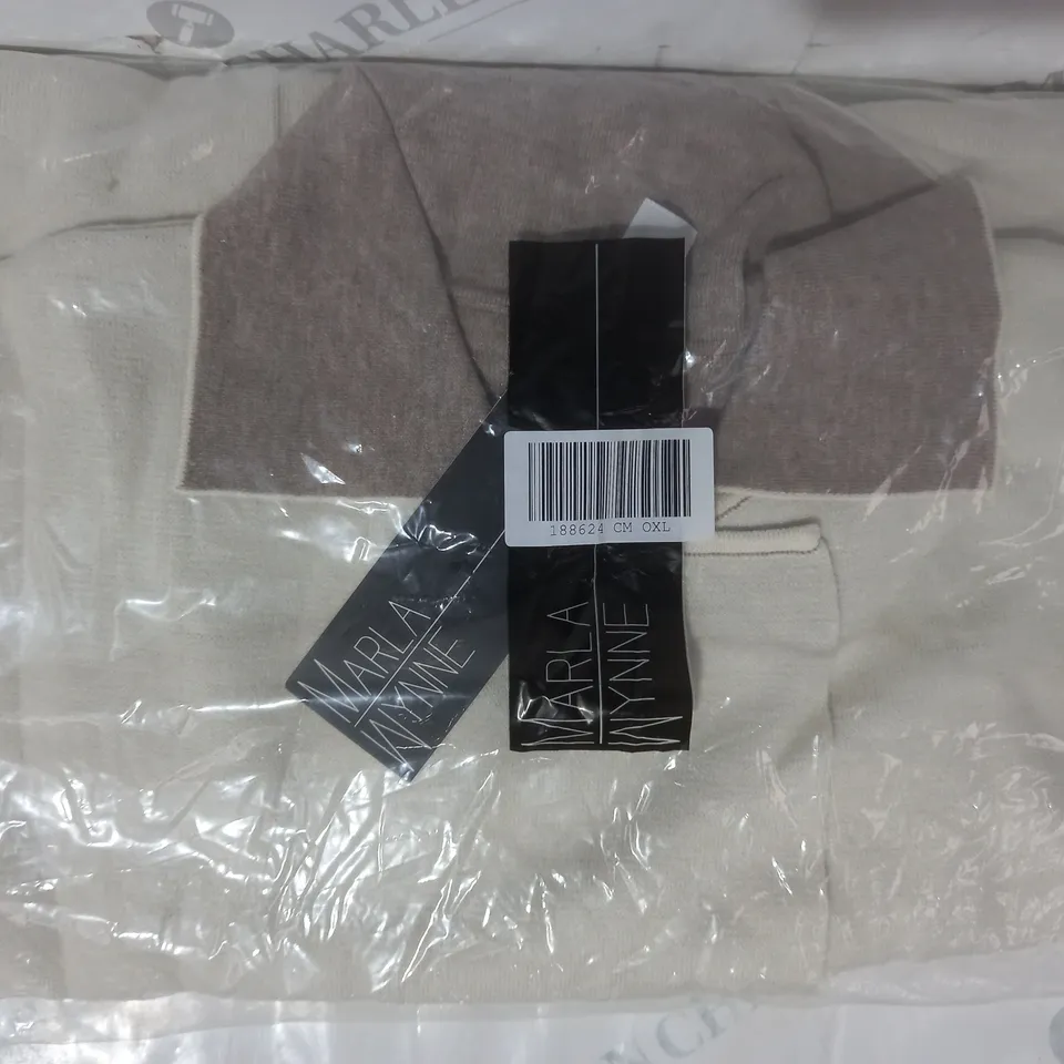 MARLA WYNNE DOUBLE FACE PONCHO WITH POCKETS IN IVORY/TAUPE - SIZE XL/1X