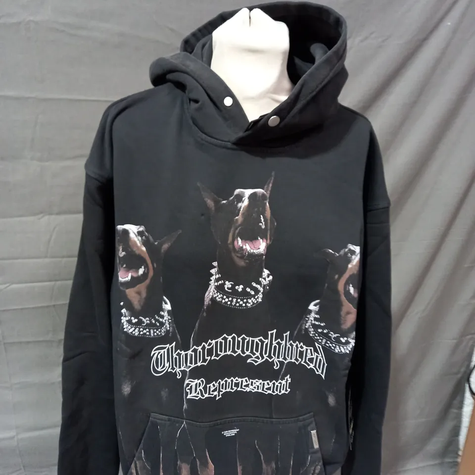 REPRESENT THOROUGHBRED HOODIE IN BLACK - SMALL