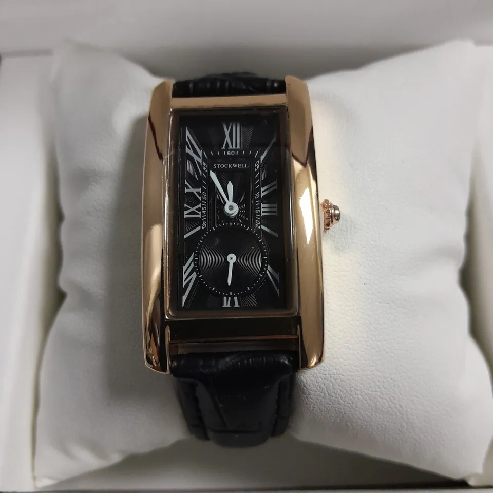 LADIES STOCKWELL WATCH WITH TEXTURED DIAL WITH SUB DIAL MINUTE HAND AND LEATHER STRAP IN GIFT BOX