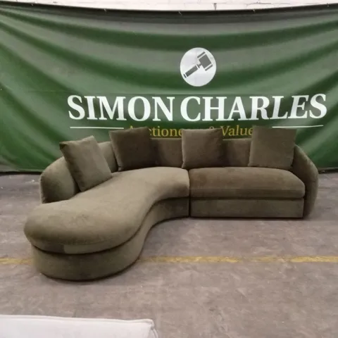 DANETTI OTTILIE OLIVE GREEN CHENILLE LEFT HAND CORNER CHAISE SOFA