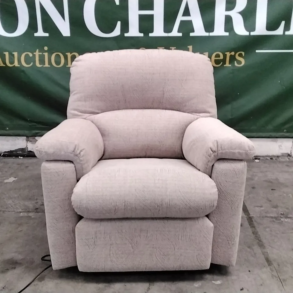 QUALITY BRITISH DESIGNER G PLAN MANUFACTURED CHLOE C SMALL CHAIR - CORAL BISCUIT FABRIC