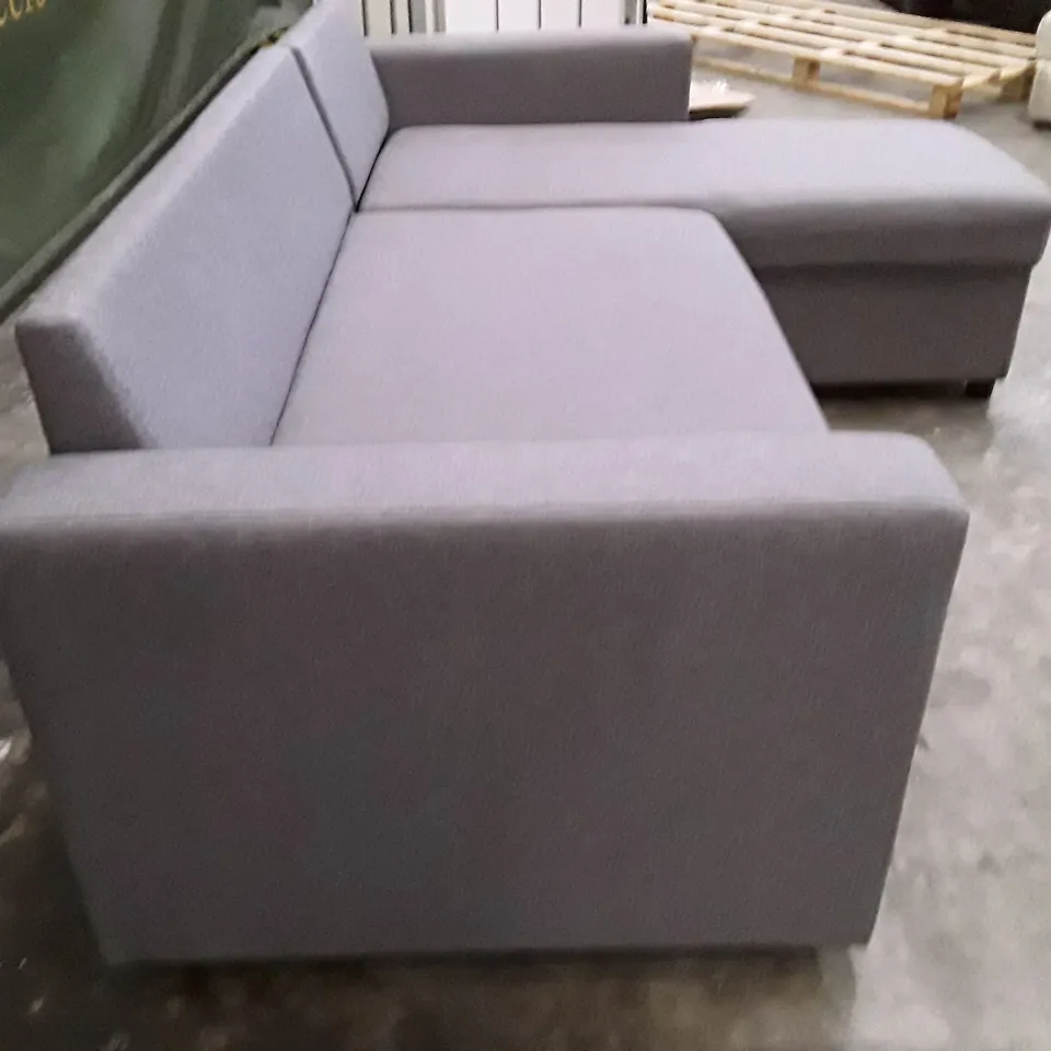 QUALITY DESIGNER CORNER SOFA RHF CHAISE WITH STORAGE - GREY FABRIC