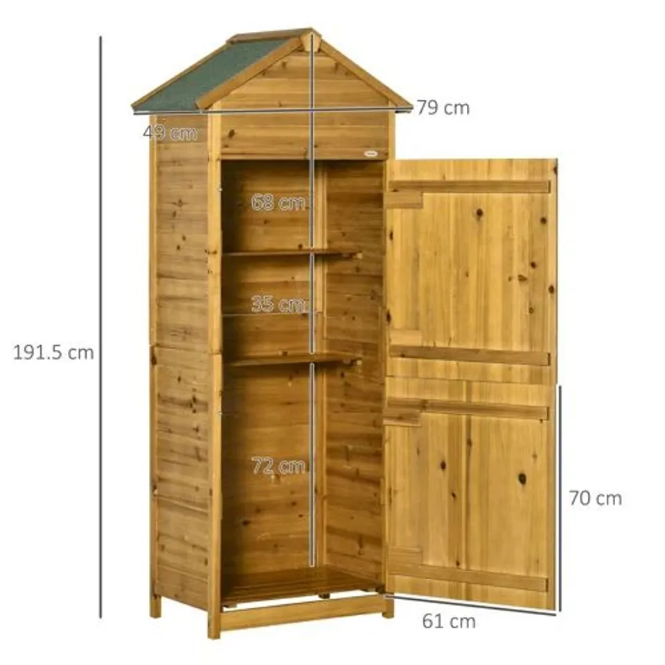BOXED PYROGI 2FT W × 1 FT D SOLID WOOD STORAGE SHED WITH 3 SHELVES