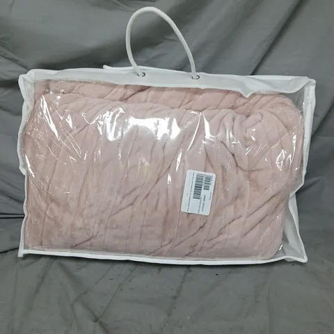 COZEE HOME LUXURY RUCHED FAUX FUR & VELVETSOFT HEATED THROW W/9 HEAT SETTINGS IN PINK