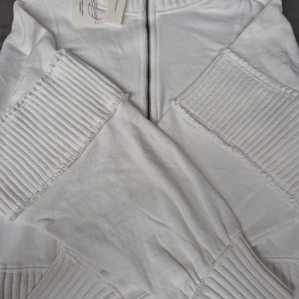 ANTHROPOLOGIE LONG SLEEVE ZIP-UP TOP IN OFF WHITE SIZE SMALL