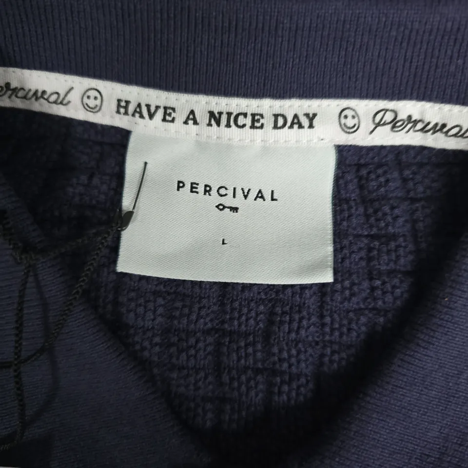 PERCIVAL DIP DAB KNITTED SHIRT – ORGANIC COTTON, BLUE, SIZE L