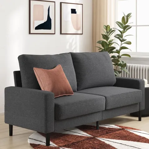BOXED PITSBURG LOVESEAT  SOFA WITH FOAM CUSHIONS - MODERN STYLE SOFA WITH DURABLE CONSTRUCTION & EASY ASSEMBLY 