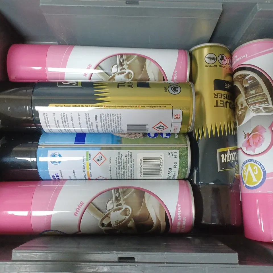 APPROXIMATELY 11 ASSORTED AEROSOLS TO INCLUDE UPOL POWER CAN, TURBOJET AIR SANITISER, DASHBOARD SILICONE ETC - COLLECTION ONLY