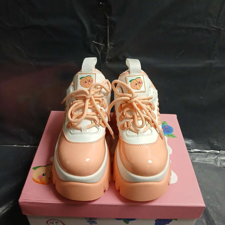 BOXED PAIR OF KOI PEACH ICED TEA TRAINERS - UK SIZE 3