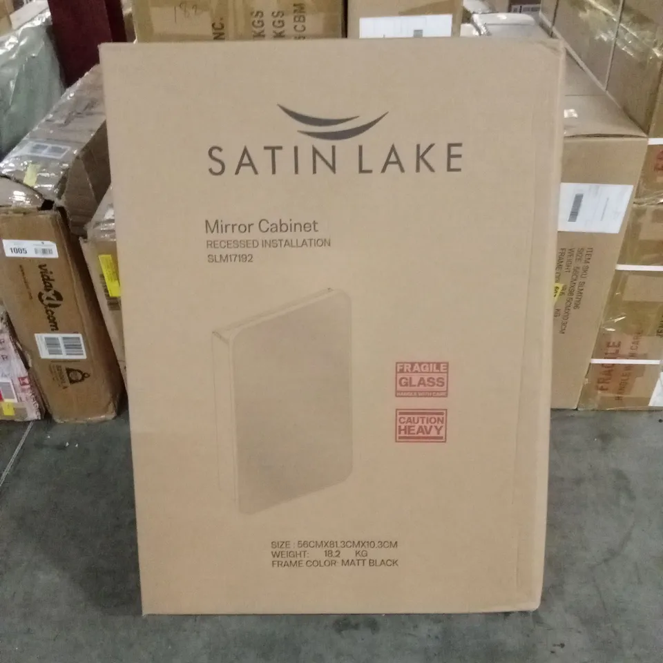 BRAND NEW BOXED SATIN LAKE MIRROR CABINET - MATT BLACK (1 BOX)