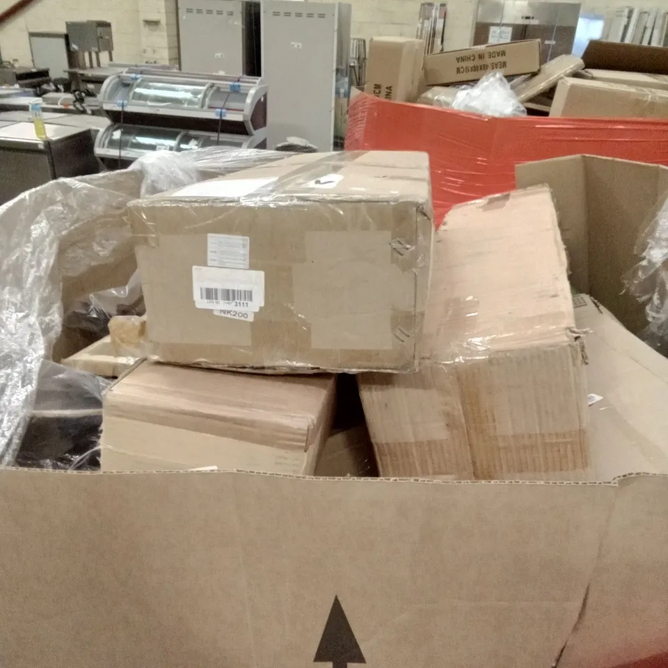 PALLET OF ASSORTED ITEMS INCLUDING, OAK COAT RACK, ARTIFICAL CHRISTMAS TREE, LAPTOP BAG AND SKATEBOARD