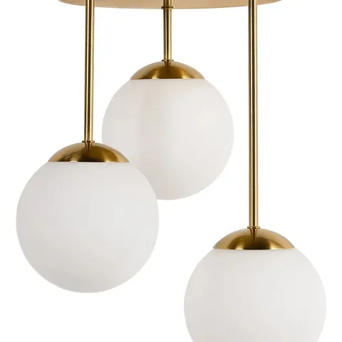 BOXED 3 LIGHT PENDANT LAMP RIANA GLASS METAL BRASS