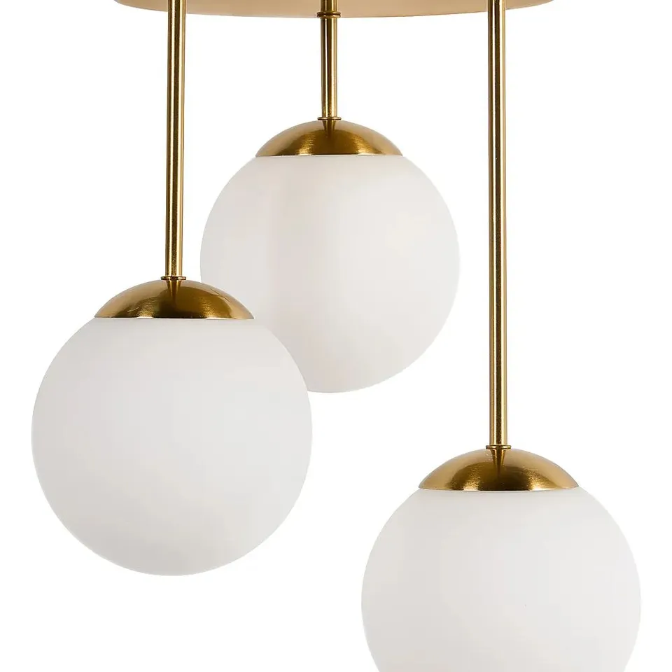 BOXED 3 LIGHT PENDANT LAMP RIANA GLASS METAL BRASS
