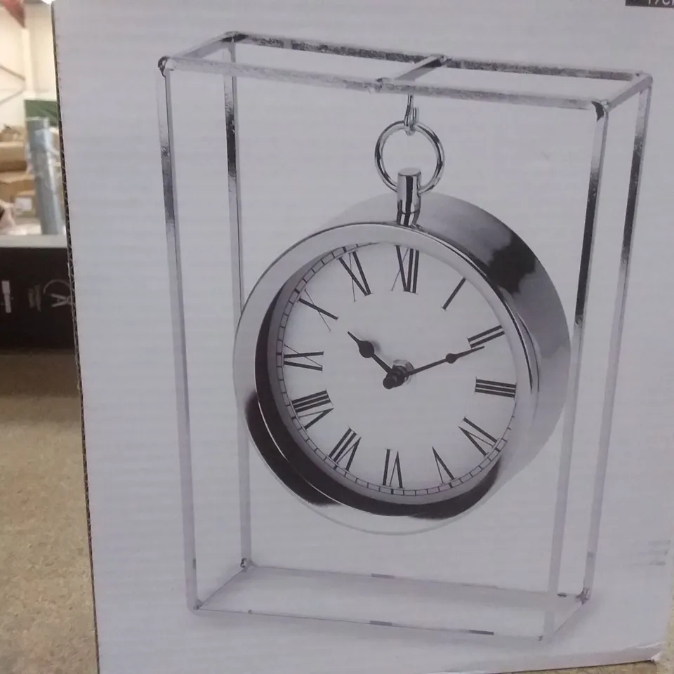BOXED ANALOG TABLETOP CLOCK SILVER