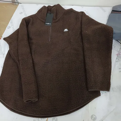4TH ARQ LENNOX HALF ZIP TUNIC TOP BROWN SIZE S