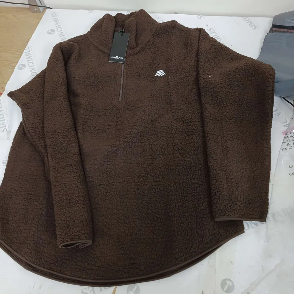 4TH ARQ LENNOX HALF ZIP TUNIC TOP BROWN SIZE S
