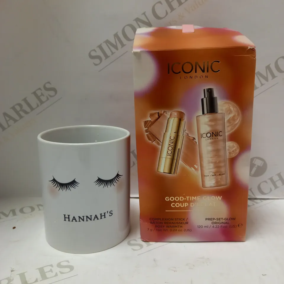 LOT OF 2 ICONIC GOOD-TIME GLOW SET & PERSONALISED EYELASHES MUG