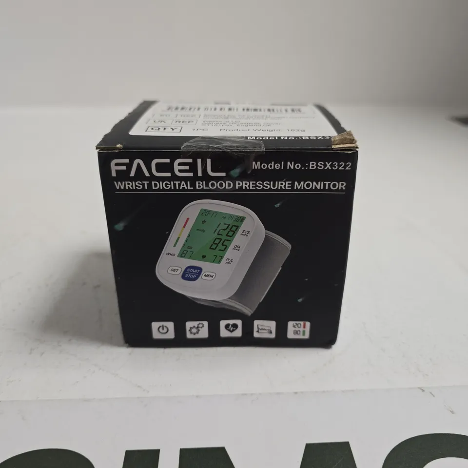 TOTE OF APPROXIMATELY 5 ASSORTED ITEMS INCLUDING FACEIL WRIST DIGITAL BLOOD PRESSURE MONITOR, EXTERNAL DVD OPTICAL DISK DRIVER AND A NECK WARMER