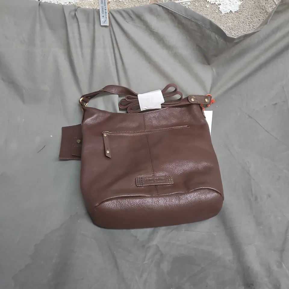 WHITE STUFF FERN LEATHER CROSSBODY BAG – DARK BROWN (ONE SIZE, REAL LEATHER)