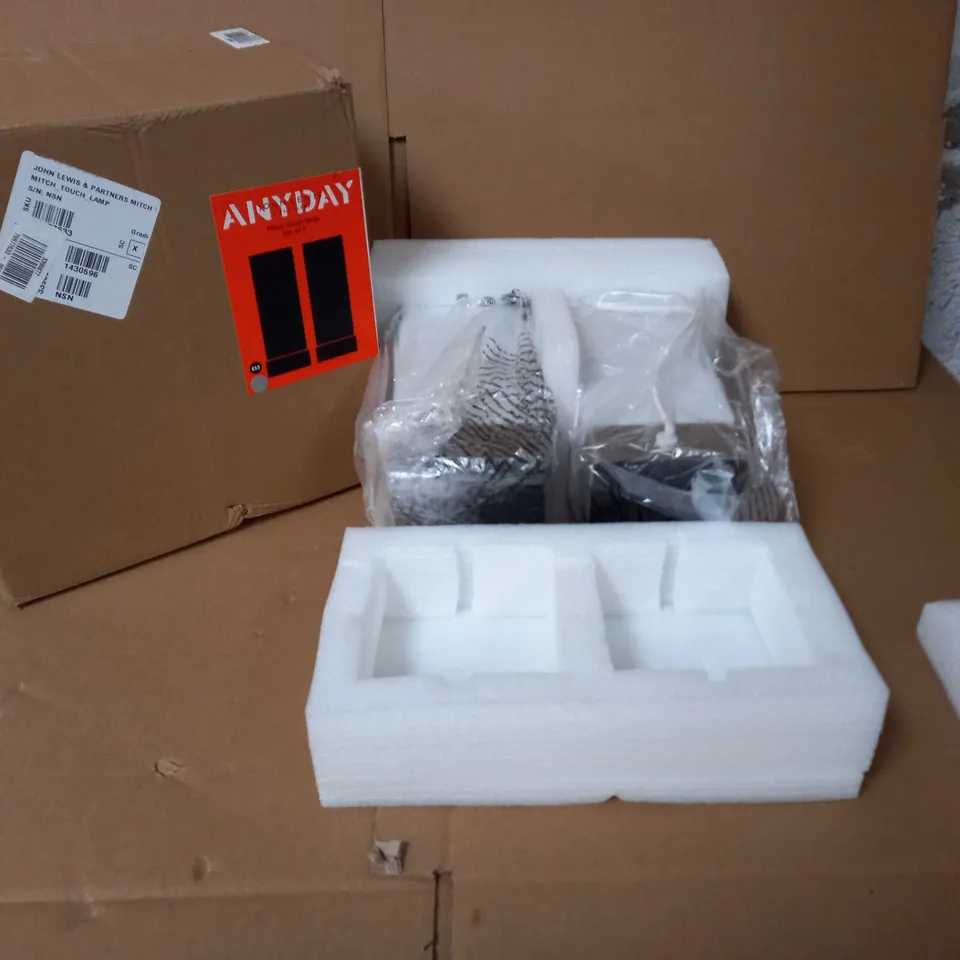 BOXED JOHN LEWIS CHROME MITCH TOUCH LAMP SET OF 2