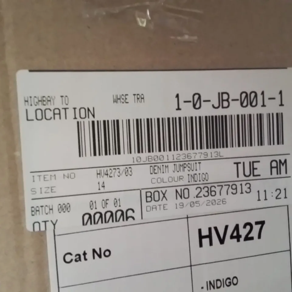 BOXED BRAND NEW APPROXIMATELY 6 JD WILLIAMS DENIM JUMPSUIT INDIGO SIZE 14