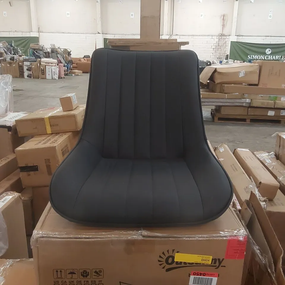 BOXED SET OF 4x FABRIC UPHOLSTERED DARK GREY DINING CHAIRS 