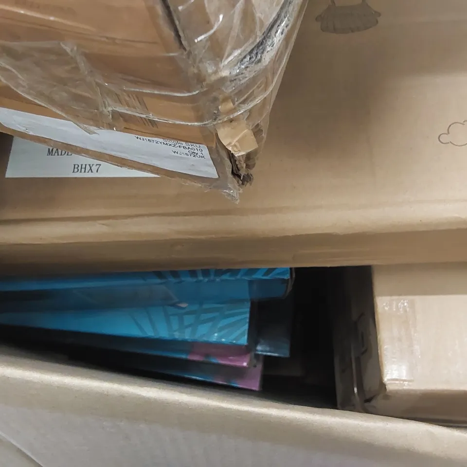 PALLET OF ASSORTED ITEMS INCLUDING: PILATES MAT, A1 LIGHT PAD, A LARGE QUANTITY OF BOXED INFLATABLE SWIMMING POOLS ECT