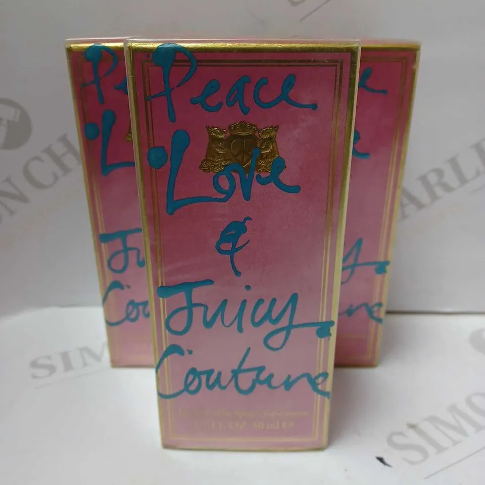 LOT OF 3 X 50ML PEACE LOVE & JUICY COUTURE EAU DE PARFUM