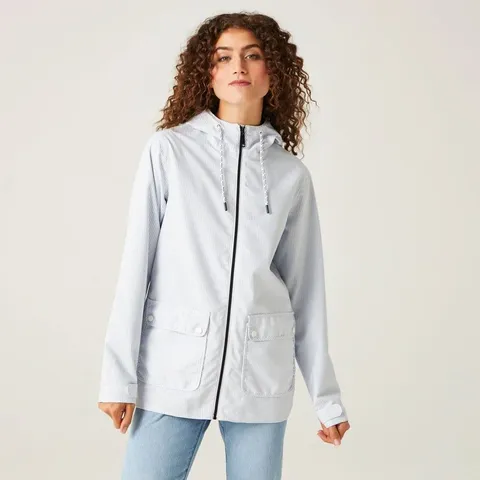 REGATTA WOMEN'S BAYLETTA WATERPROOF JACKET HYDRANGEA BLUE TICKING STRIPE SIZE 22