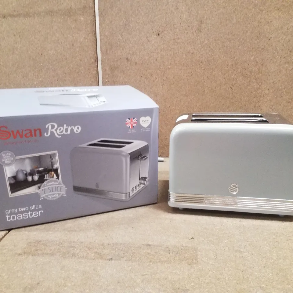 BOXED SWAN RETRO GREY TWO SLICE TOASTER
