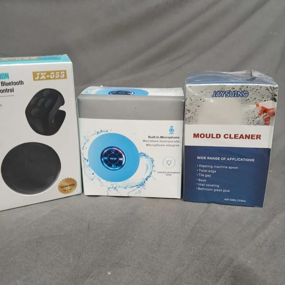 APPROXIMATELY 15 HOUSEHOLD ITEMS TO INCLUDE MOULD CLEANER, MOBILE PHONE BLUETOOTH RING AND MINI SPEAKER