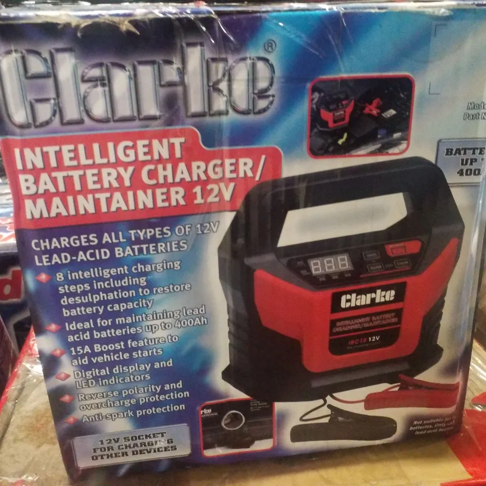 BOXED CLARKE IBC15 12V 15A INTELLIGENT BATTERY CHARGER