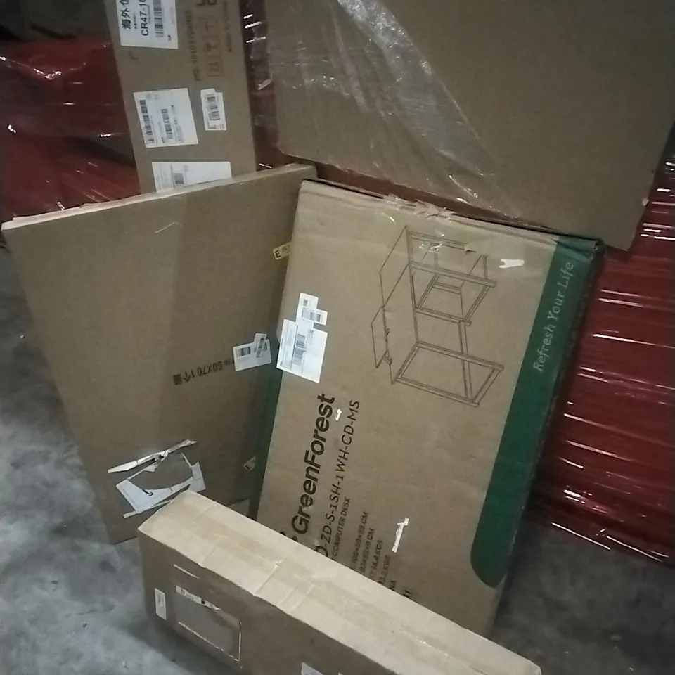 PALLET OF HOUSEHOLD ITEMS TO INCLUDE LAMP,PICTURE FRAME, CLOTHES AIRER, COMPUTER DESK AND OTHER ASSORTED ITEMS...
