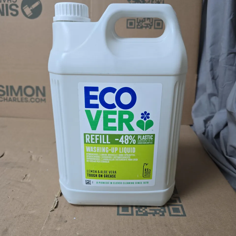 ECOVER LEMON & ALOE VERA WASHING-UP LIQUID REFILL BOTTLE 5L