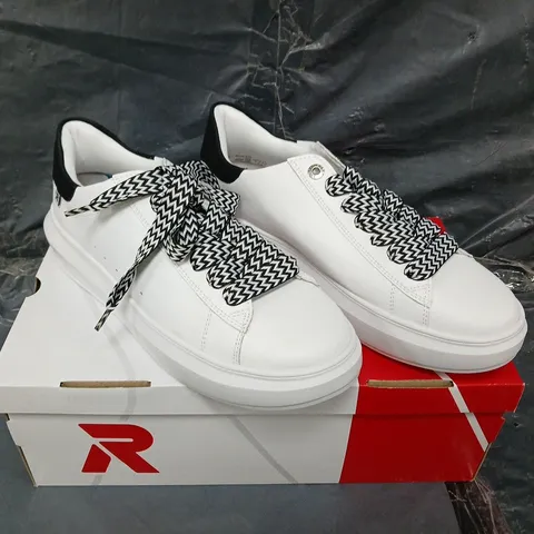 BOXED PAIR OF RIEKER TRAINERS IN WHITE - UK SIZE 6