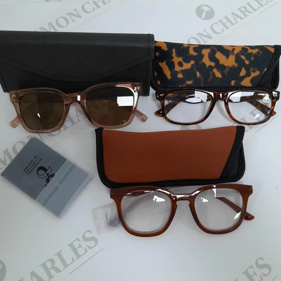HUMMINGBIRD SUNGLASSES AND READING GLASSES IN TAN 