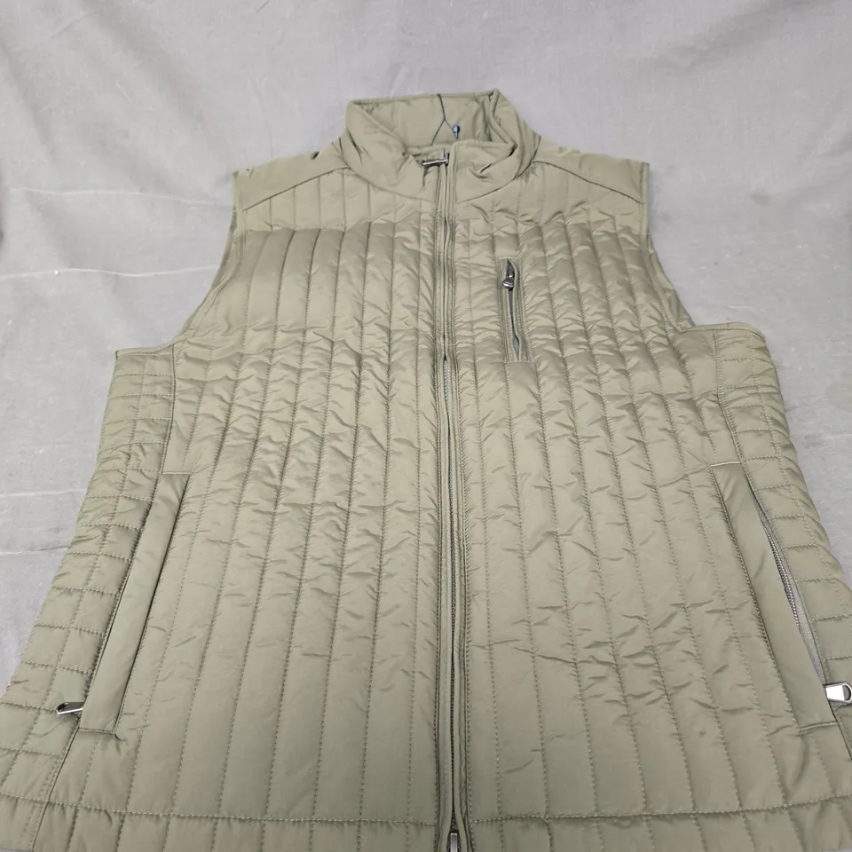 HACKETT LONDON MEN'S KHAKI QUILTED GILET – SIZE M