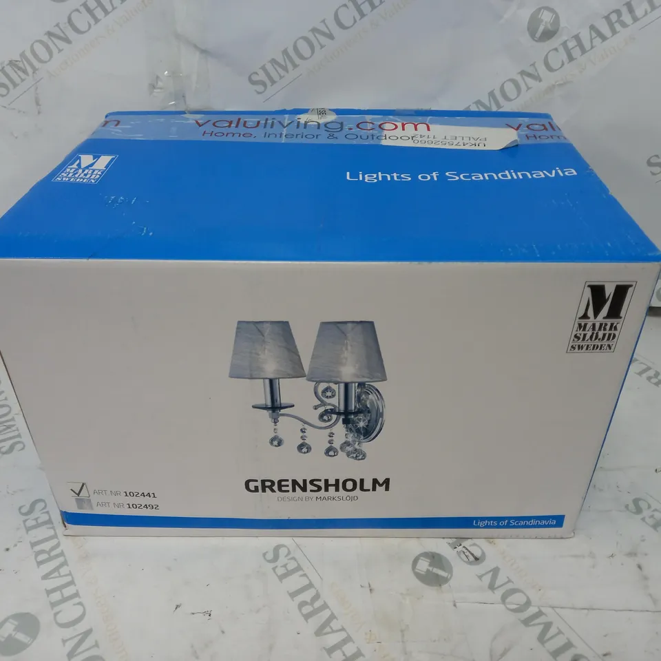 BOXED MARKSLOJD GRENSHOLM 2-LIGHT CANDLE WALL LIGHT