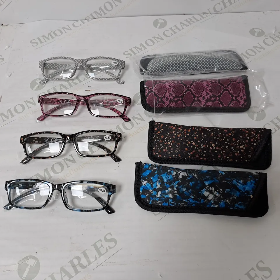 SET OF 4 HUMMINGBIRD READER GLASSES // FRAMES ONLY WITH CASES