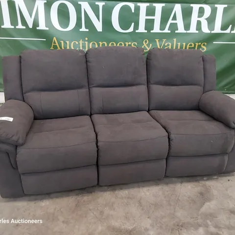DESIGNER MANUAL RECLINING THREE SEATER SOFA CHARCOAL FABRIC